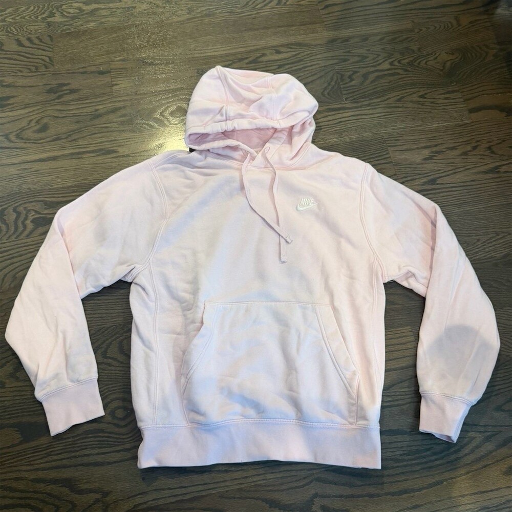 Nike Sportswear Club Fleece Pullover Hoodie Womens Small Pink Kangaroo